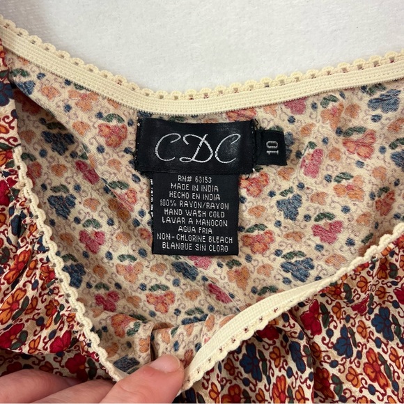 Y2K CDC Rampage Gypsy Milkmaid Wench Micro Floral Midi Dress 10 NWT Whimsy - Picture 7 of 12